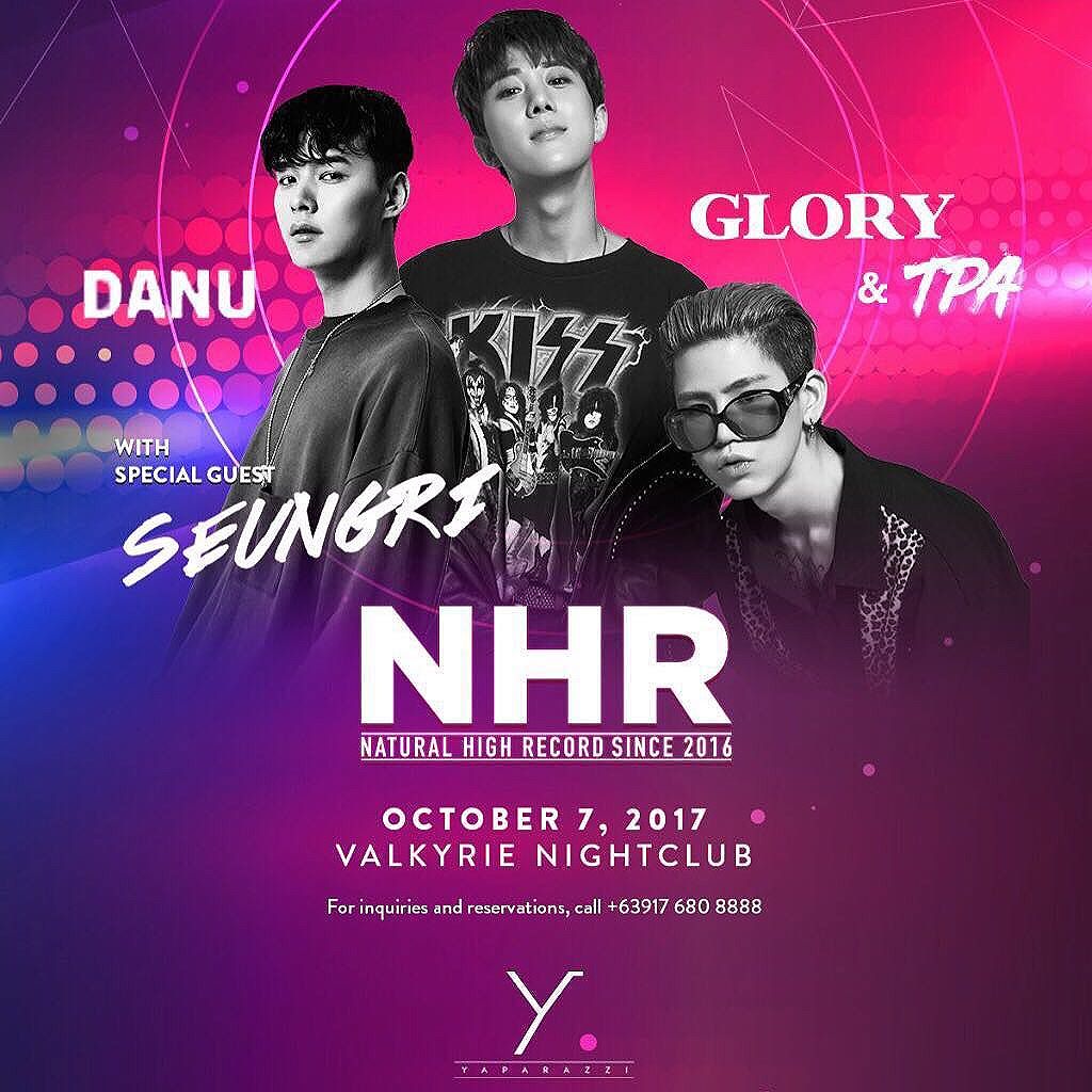 Seungri Instagram Sep 28, 2017 5:35pm Manila R u ready? @valkyrie_club @yaparazzievents @naturalhighrecord @djglory @tpa_official @nhr_danu