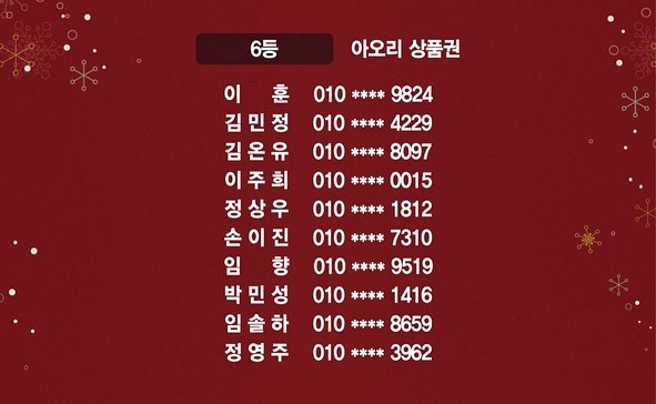 @aoriramen #아오리라멘 에서 진행된 #아오리산타 이벤트 경품 추첨 당첨자 입니다! 축하드립니다! 20만 명이 응모해주셨습니다 감사합니다 추첨 안되신분들은 다음기회에 ! 꼭