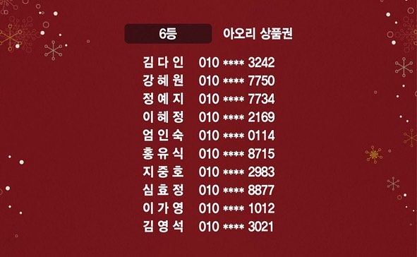 @aoriramen #아오리라멘 에서 진행된 #아오리산타 이벤트 경품 추첨 당첨자 입니다! 축하드립니다! 20만 명이 응모해주셨습니다 감사합니다 추첨 안되신분들은 다음기회에 ! 꼭
