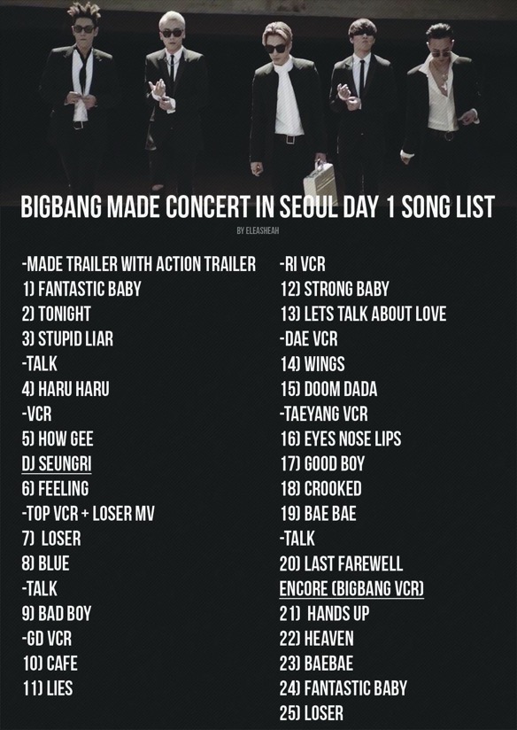 Seoul Setlist