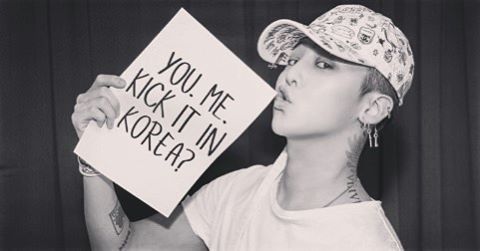 G-Dragon Instagram Nov 30, 2016 5:34pm Let’s kick it in Seoul, just you and me. I’m flying you out, picking you up in my whip, and we’ll grab food at YG Entertainment. go to omaze.com/gdragon. #endAIDS
