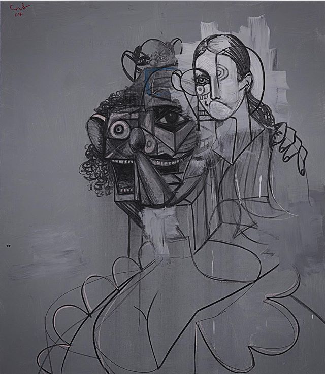TOP Instagram Sep 13, 2016 9:29pm Curated by T.O.P George Condo B. 1957 THE HOUSEKEEPER'S DIARY signed and dated 07, framed acrylic and charcoal on canvas 134.6 by 116.8 cm; 53 by 46 in. #TTTOP Sothebys #GeorgeCondo